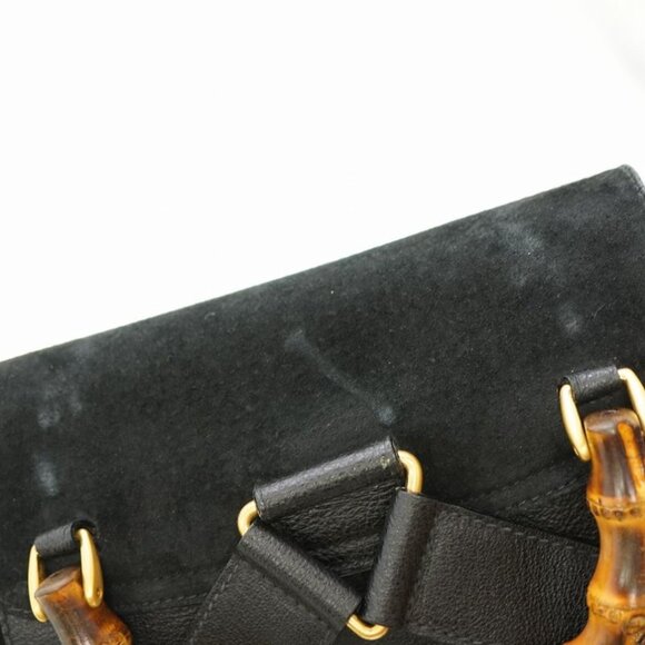 Gucci Bamboo Backpack Daypack Suede Black 0182 Suede Vintage - Picture 7 of 10